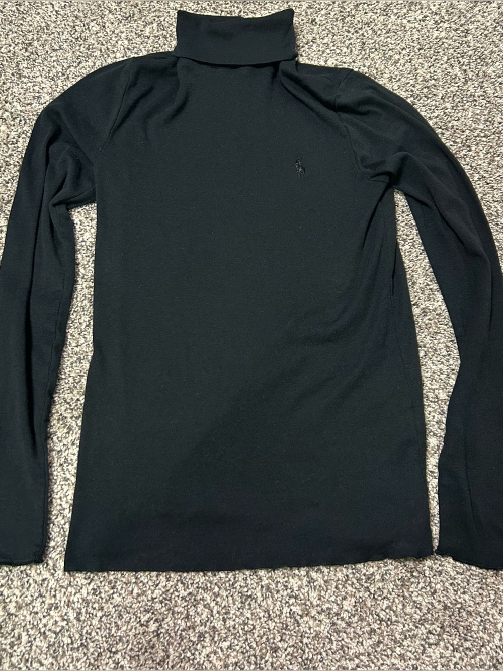 Ralph Lauren Women Cotton Turtleneck Top L Black Ribbed Knit Preppy Fall